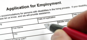 Application for employment with person filling it out