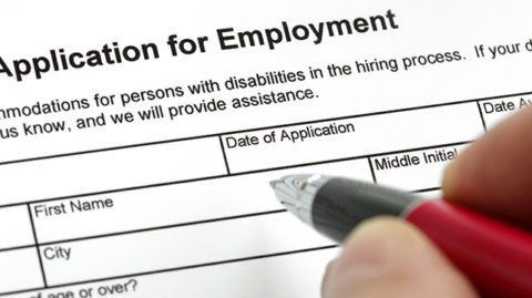 Application for employment with person filling it out